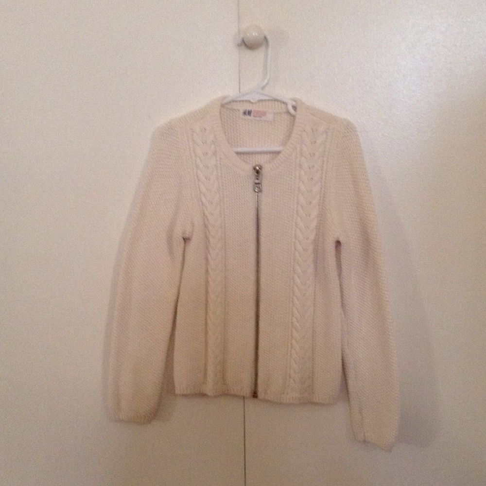 H&M Ivory Zip Cardigan